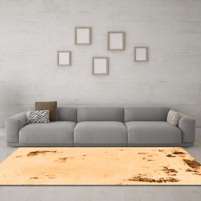 Machine Washable Abstract Orange Modern Area Rugs in a Living Room, wshabs2015org