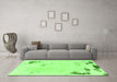 Machine Washable Abstract Green Modern Area Rugs in a Living Room,, wshabs2015grn