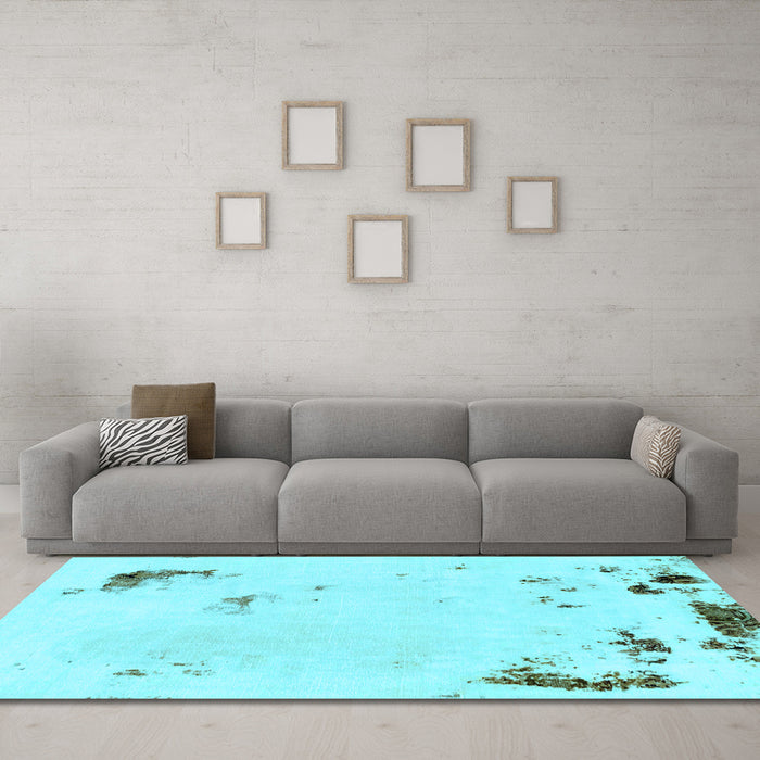 Machine Washable Abstract Light Blue Modern Rug in a Living Room, wshabs2015lblu