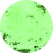 Round Abstract Green Modern Rug, abs2015grn