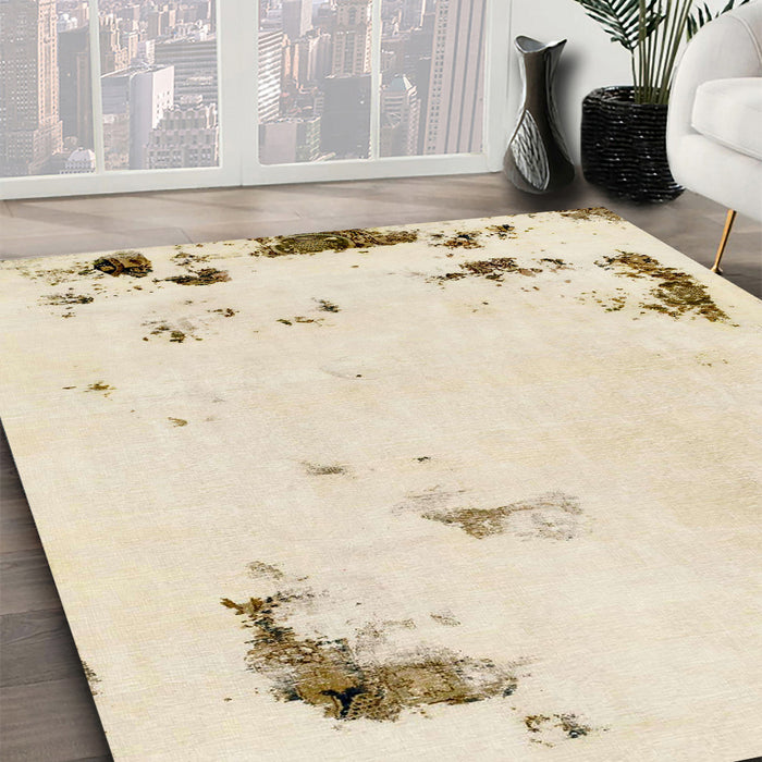 Machine Washable Abstract Vanilla Gold Rug in a Family Room, wshabs2015