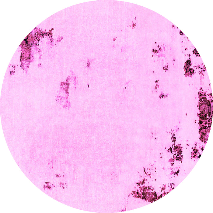 Round Abstract Pink Modern Rug, abs2015pnk