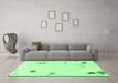 Machine Washable Abstract Emerald Green Modern Area Rugs in a Living Room,, wshabs2016emgrn