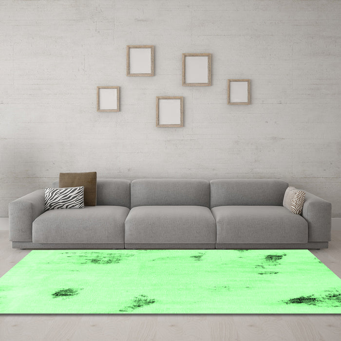 Machine Washable Abstract Emerald Green Modern Area Rugs in a Living Room,, wshabs2016emgrn