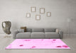 Machine Washable Abstract Pink Modern Rug in a Living Room, wshabs2016pnk