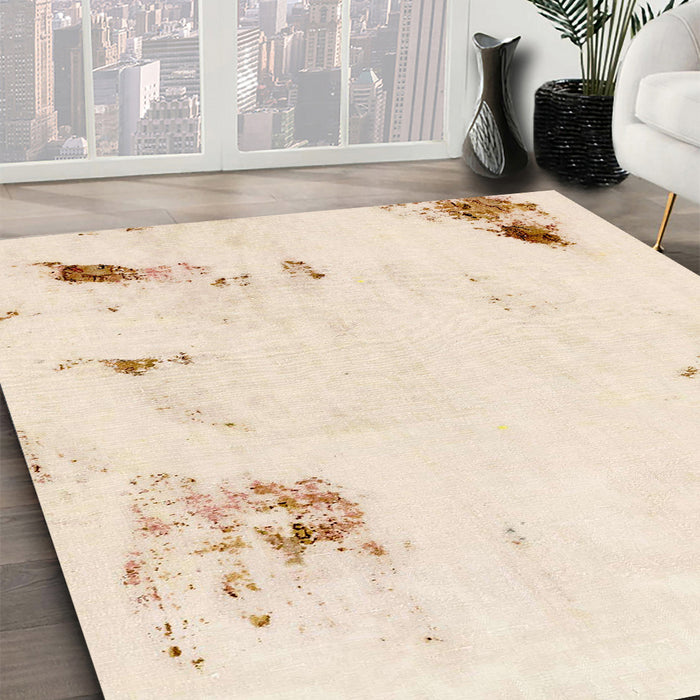 Abstract Pastel Orange Modern Rug in Family Room, abs2016