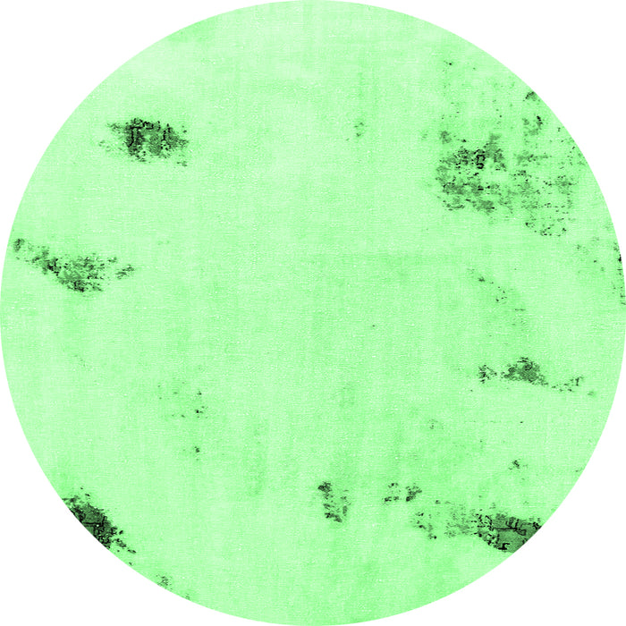 Round Machine Washable Abstract Emerald Green Modern Area Rugs, wshabs2016emgrn