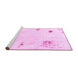 Sideview of Machine Washable Abstract Pink Modern Rug, wshabs2016pnk