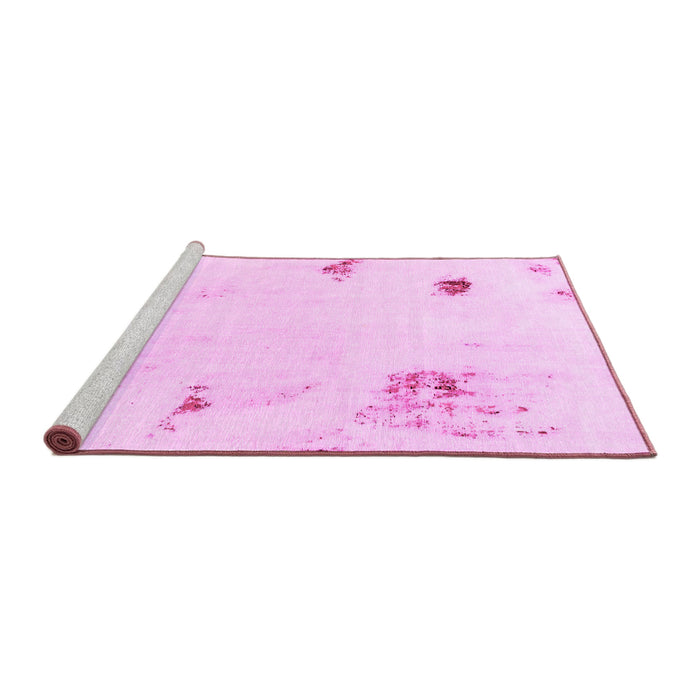 Sideview of Machine Washable Abstract Pink Modern Rug, wshabs2016pnk
