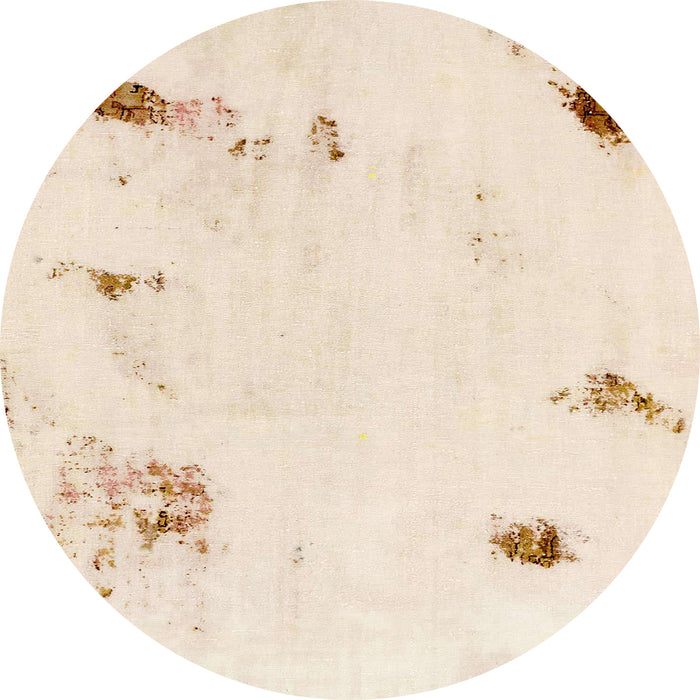 Round Machine Washable Abstract Pastel Orange Rug, wshabs2016