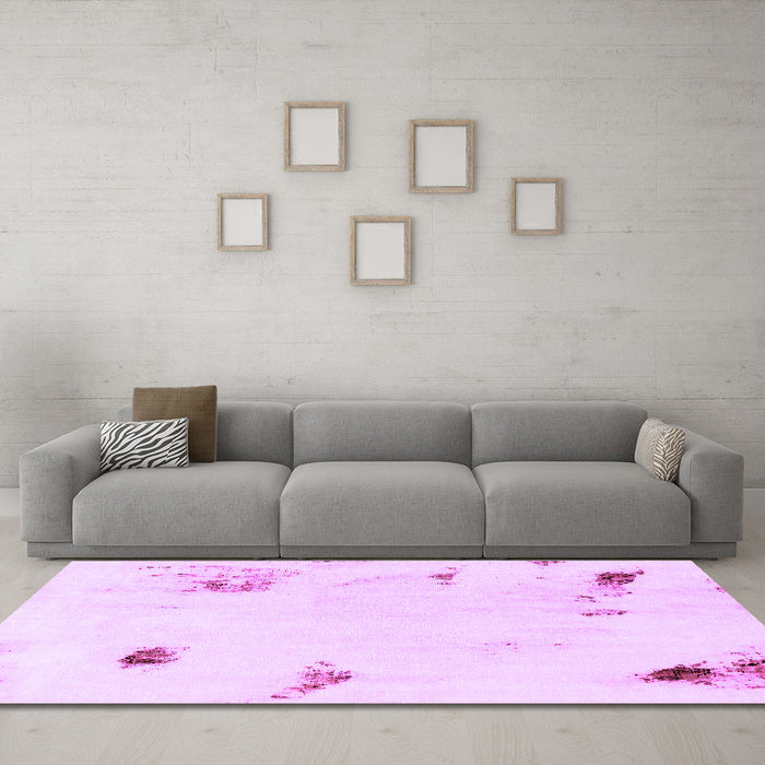 Machine Washable Abstract Purple Modern Area Rugs in a Living Room, wshabs2016pur