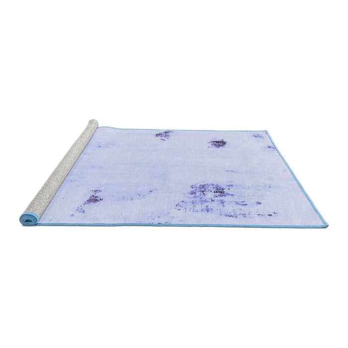 Sideview of Machine Washable Abstract Blue Modern Rug, wshabs2016blu