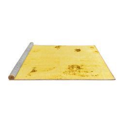 Sideview of Machine Washable Abstract Yellow Modern Rug, wshabs2016yw