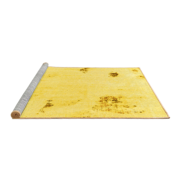 Sideview of Machine Washable Abstract Yellow Modern Rug, wshabs2016yw