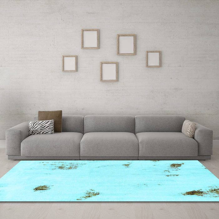 Machine Washable Abstract Light Blue Modern Rug in a Living Room, wshabs2016lblu