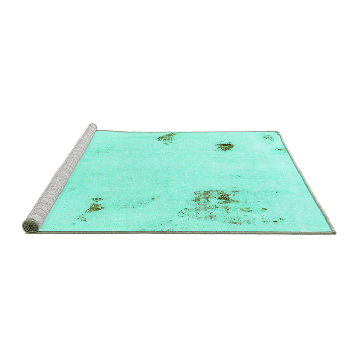 Sideview of Machine Washable Abstract Turquoise Modern Area Rugs, wshabs2016turq