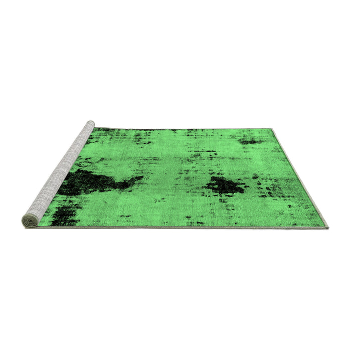 Sideview of Machine Washable Abstract Emerald Green Modern Area Rugs, wshabs2017emgrn