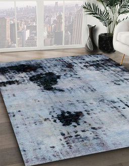 Abstract Purple Navy Blue Modern Rug in Family Room, abs2017