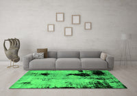 Machine Washable Abstract Green Modern Rug, wshabs2017grn