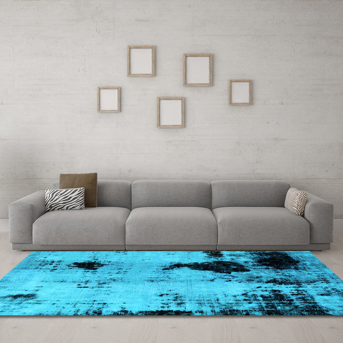 Machine Washable Abstract Light Blue Modern Rug in a Living Room, wshabs2017lblu