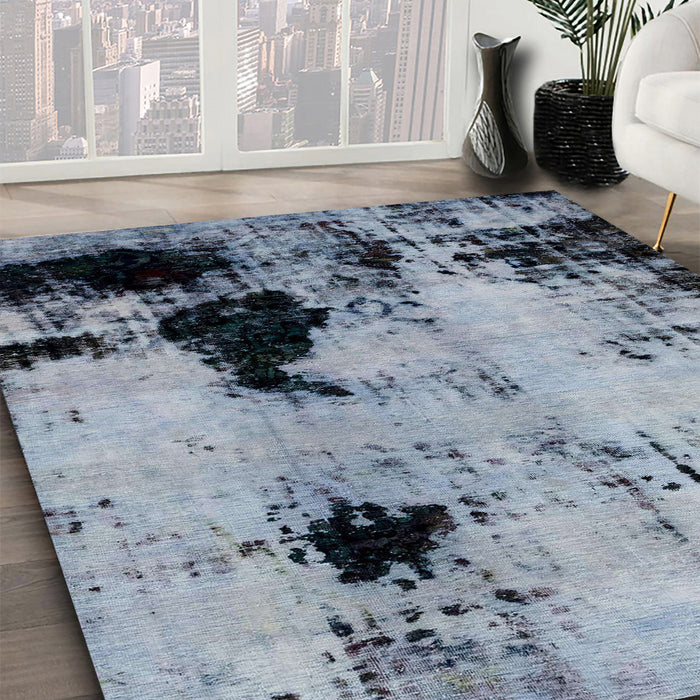Abstract Purple Navy Blue Modern Rug in Family Room, abs2017