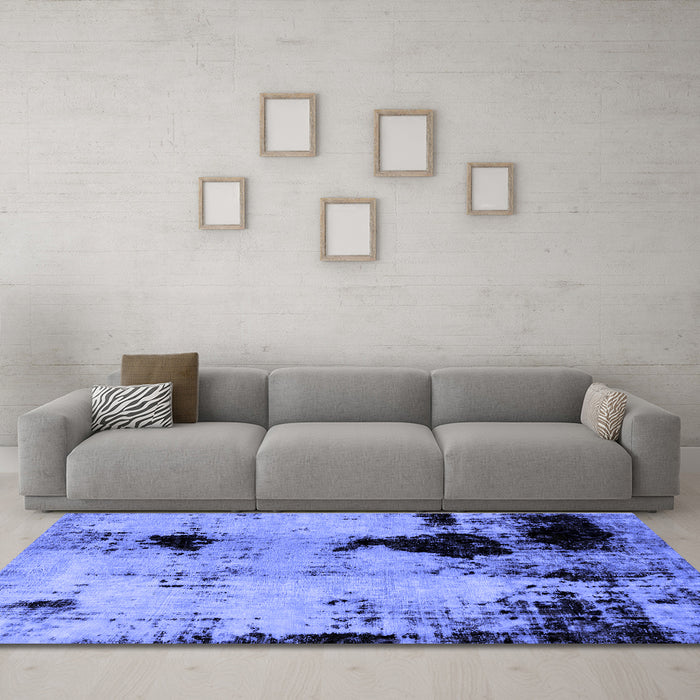 Machine Washable Abstract Blue Modern Rug in a Living Room, wshabs2017blu
