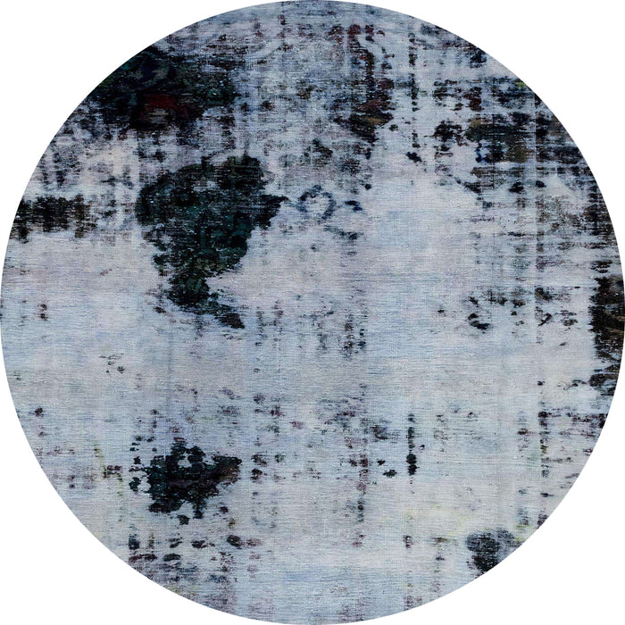 Round Machine Washable Abstract Purple Navy Blue Rug, wshabs2017