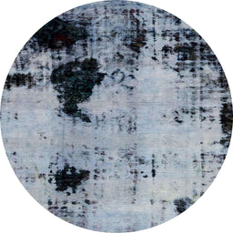 Round Abstract Purple Navy Blue Modern Rug, abs2017