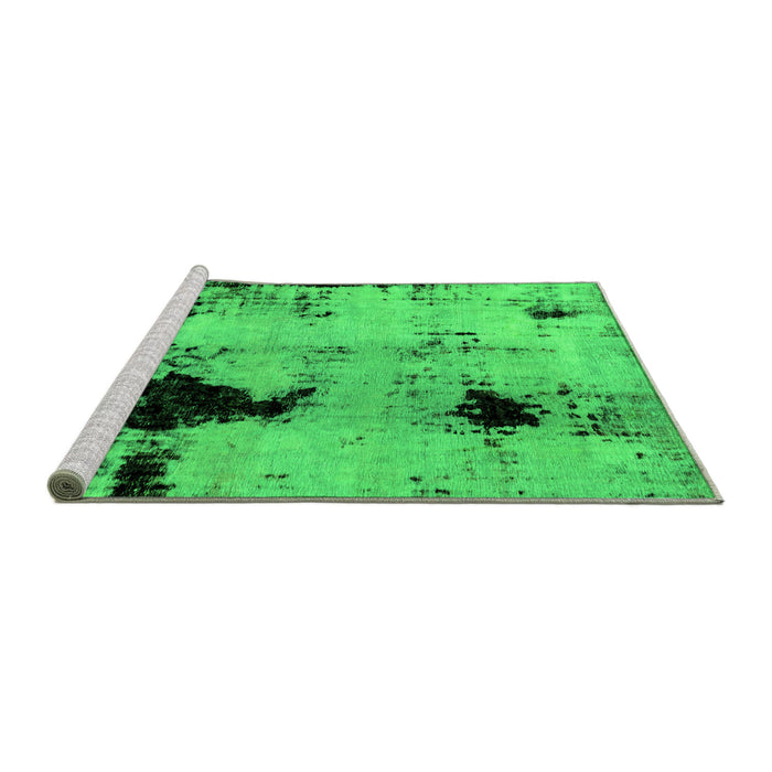 Sideview of Machine Washable Abstract Green Modern Area Rugs, wshabs2017grn