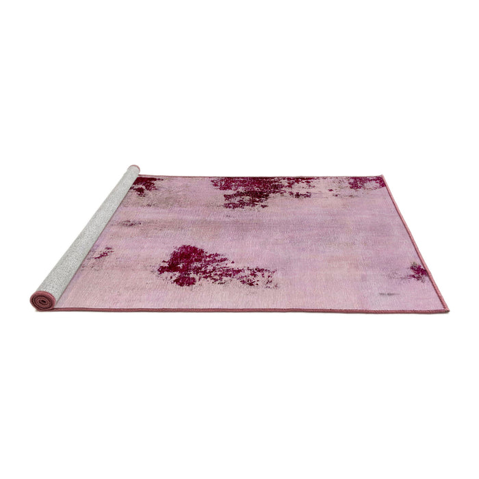 Sideview of Machine Washable Abstract Pink Rug, wshabs2018