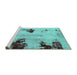 Sideview of Machine Washable Abstract Turquoise Modern Area Rugs, wshabs2018turq