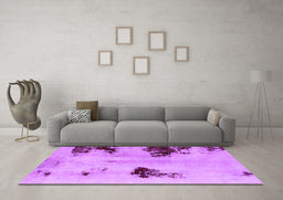 Machine Washable Abstract Purple Modern Area Rugs in a Living Room, wshabs2018pur