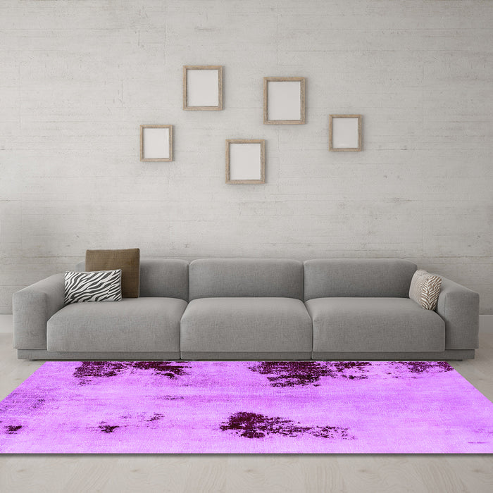 Machine Washable Abstract Purple Modern Area Rugs in a Living Room, wshabs2018pur