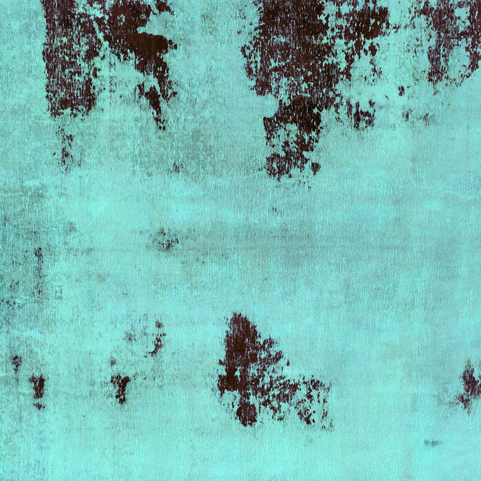 Square Machine Washable Abstract Turquoise Modern Area Rugs, wshabs2018turq