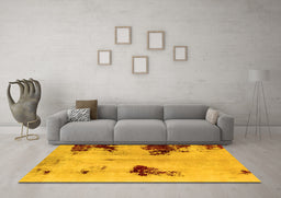 Machine Washable Abstract Yellow Modern Rug in a Living Room, wshabs2018yw