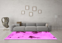 Machine Washable Abstract Pink Modern Rug, wshabs2018pnk