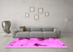 Machine Washable Abstract Pink Modern Rug in a Living Room, wshabs2018pnk