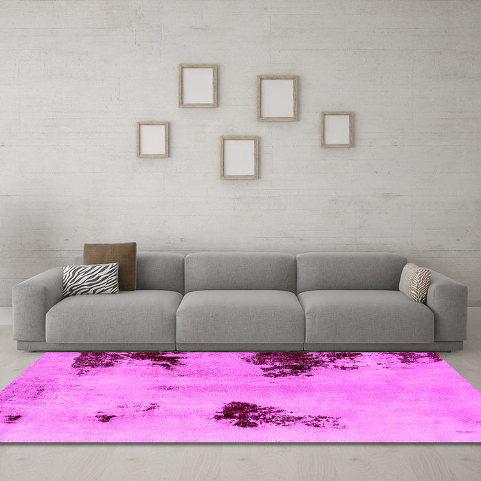Machine Washable Abstract Pink Modern Rug in a Living Room, wshabs2018pnk