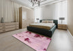 Abstract Pink Modern Rug in a Bedroom, abs2018