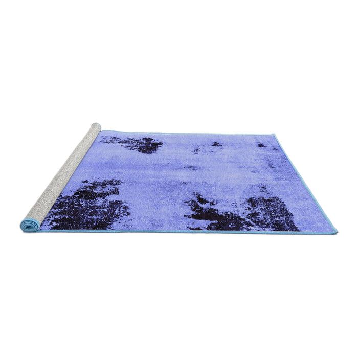 Sideview of Machine Washable Abstract Blue Modern Rug, wshabs2018blu