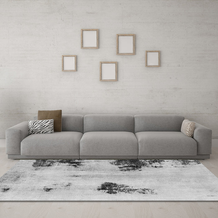 Machine Washable Abstract Gray Modern Rug in a Living Room,, wshabs2018gry