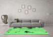 Machine Washable Abstract Emerald Green Modern Area Rugs in a Living Room,, wshabs2018emgrn