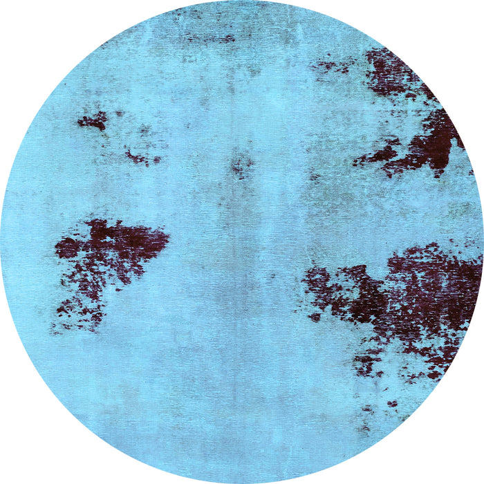 Round Abstract Light Blue Modern Rug, abs2018lblu