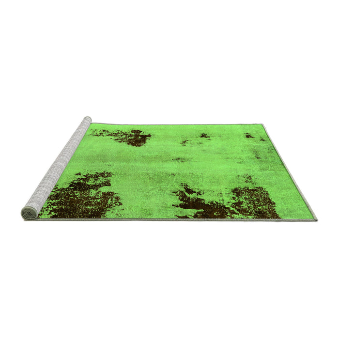 Sideview of Machine Washable Abstract Green Modern Area Rugs, wshabs2018grn