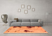 Machine Washable Abstract Orange Modern Area Rugs in a Living Room, wshabs2018org