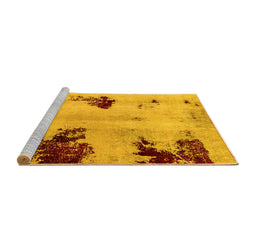 Sideview of Machine Washable Abstract Yellow Modern Rug, wshabs2018yw
