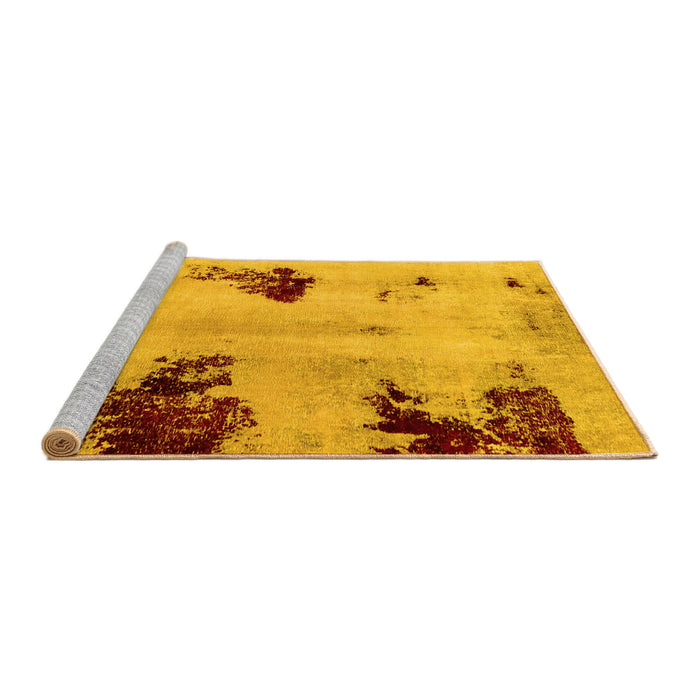 Sideview of Machine Washable Abstract Yellow Modern Rug, wshabs2018yw