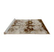 Sideview of Machine Washable Abstract Desert Sand Beige Rug, wshabs2019