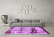 Machine Washable Abstract Purple Modern Area Rugs in a Living Room, wshabs2019pur