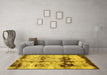 Machine Washable Abstract Yellow Modern Rug in a Living Room, wshabs2019yw